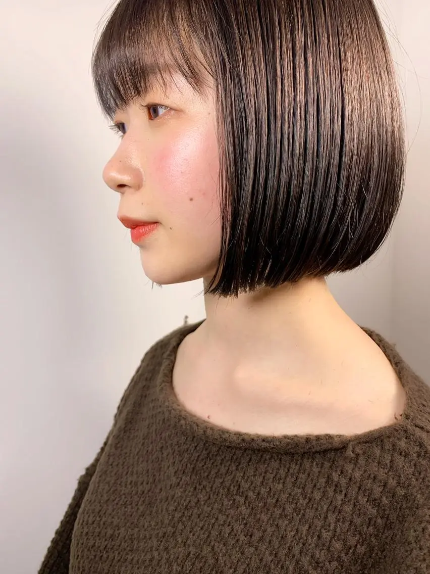 ショート カラー ブラウンカラー 透明感カラー ダークブラウン イルミナカラー ボブ tension 【テンション】のヘアスタイル