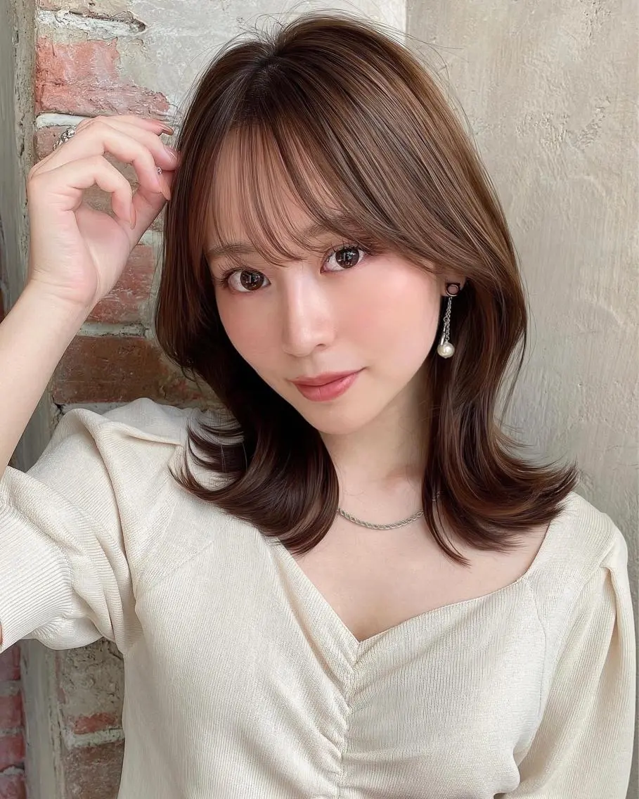 セミロング くびれヘア 髪質改善 縮毛矯正 🧡くびれヘア/前髪 顔周り🧡久原結衣のヘアスタイル