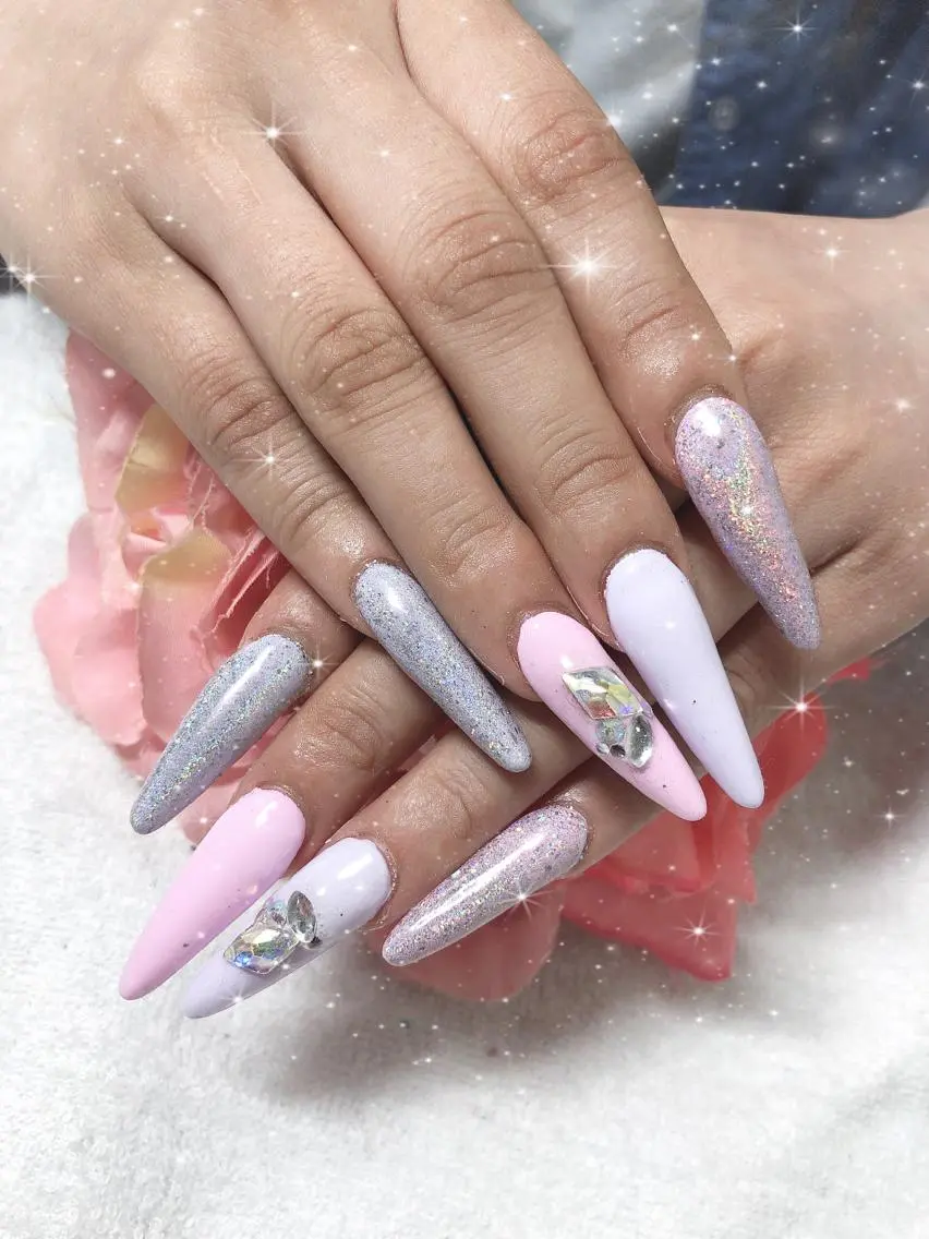ロング ネイル ストーンネイル 《LB》ラブリエ Nail&eyeのマツエク・マツパデザイン