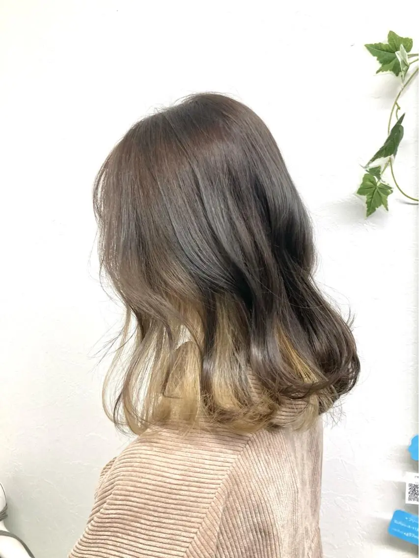 ミディアム カラー パーマ ヘアアレンジ ベージュカラー インナーカラー 髪質改善✧︎カラー 💎AIM【アイム】のヘアスタイル