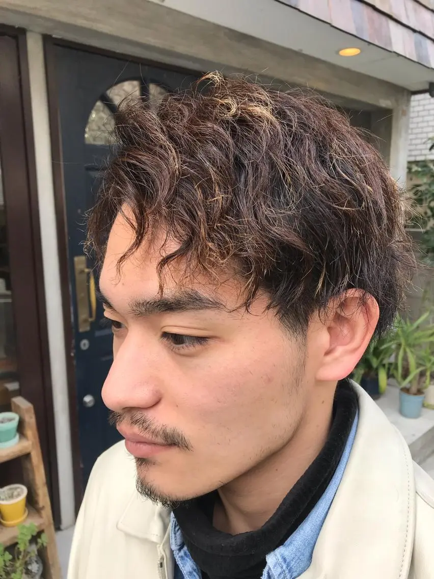 ショート カラー メンズ 再現性大人メンズヘア 毛流れパーマ木村陸弥のヘアスタイル