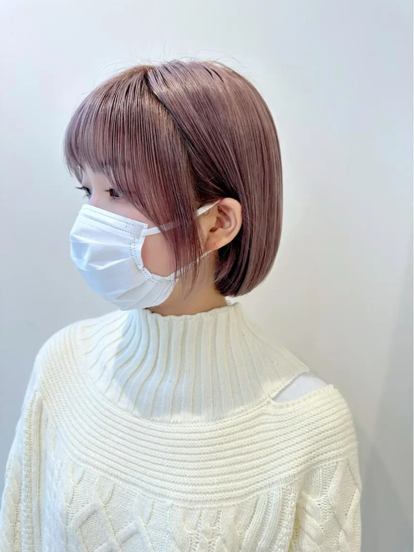 ショート カラー カット ヘアカラー 小顔レイヤー/ ベージュ🤍Rieのヘアスタイル
