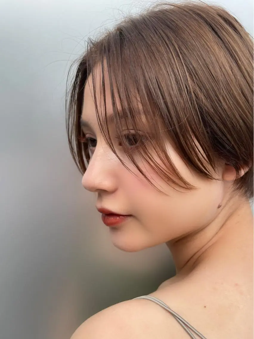 ショート カラー 切りっぱなしボブ ショートボブ ハンサムショート 黒髪 透明感カラー カット ケアカラー×髪質改善 🌙OKUBO🌙のヘアスタイル