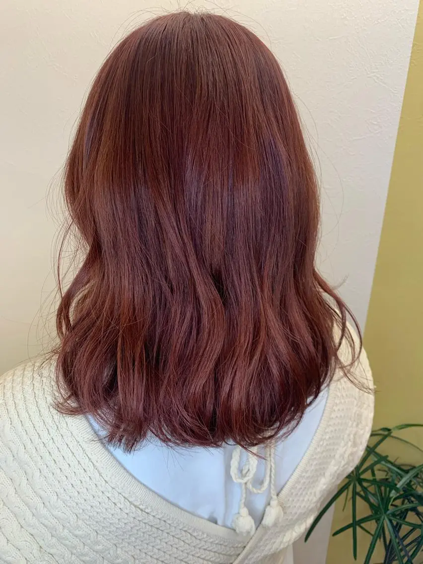 ミディアム カラー ブリーチ ピンクカラー カット ヘアカラー トリートメント hubhair レイヤー/透明感のヘアスタイル