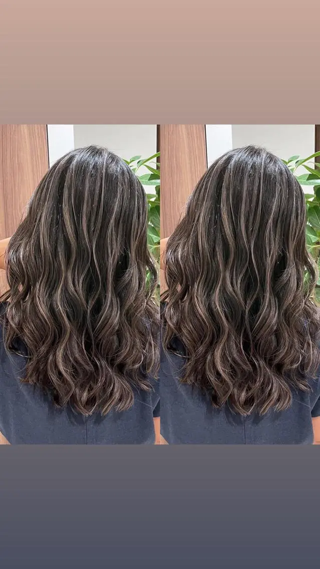 セミロング カラー ベージュカラー グレージュ ハイライトカラー ハイライト ヘアカラー 🇰🇷韓国ヘア★ 副店長.쿠리타⭐︎のヘアスタイル