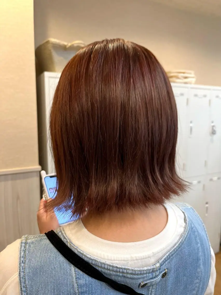 ショート カラー ブラウンカラー オレンジ オレンジブラウン ボブ 外ハネヘア NUMBER 天王寺 🌼yuriのヘアスタイル
