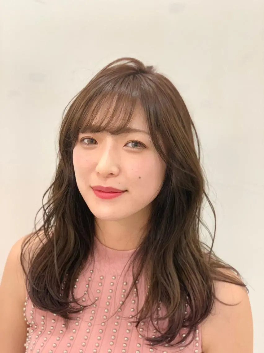 セミロング カラー パーマ アッシュ 縮毛矯正 トリートメント 髪質改善/縮毛矯正 /レイヤーカット岡部のヘアスタイル