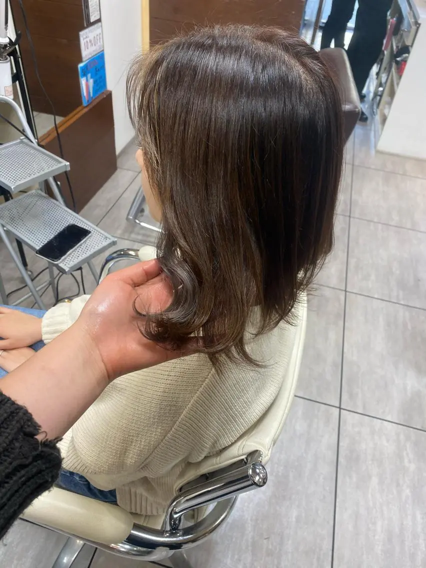 ミディアム カラー ヘアアレンジ ヘアカラー 川上 麻梨阿のヘアスタイル