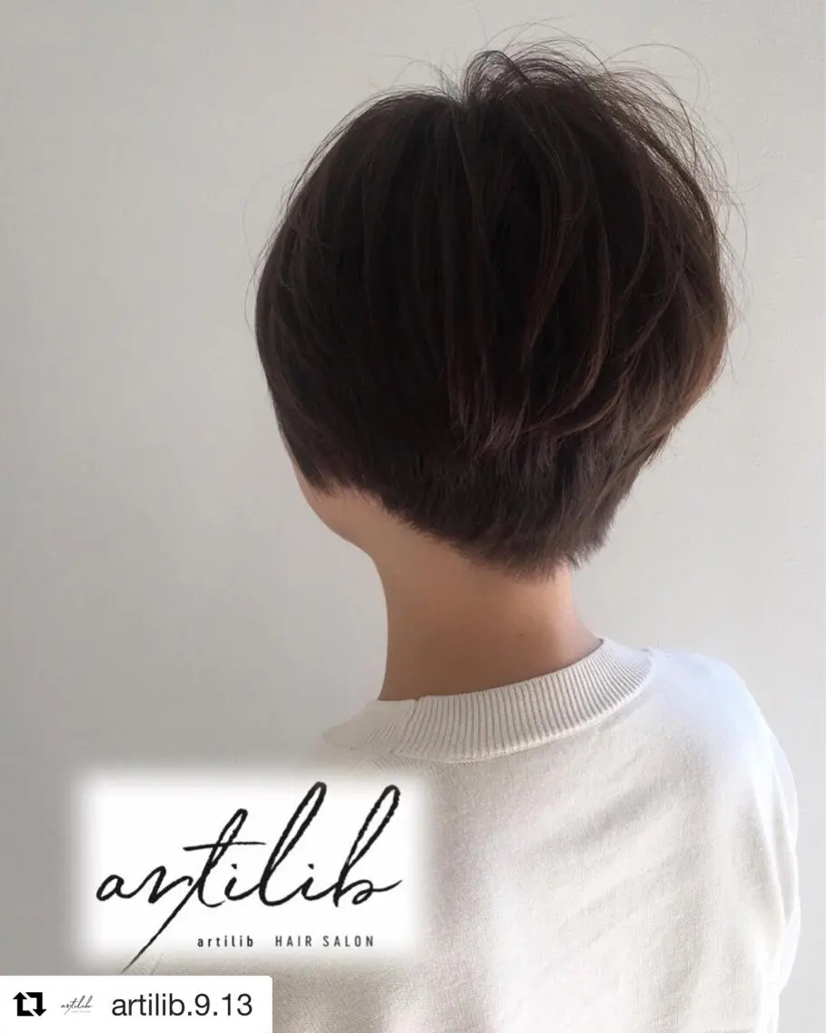 ショート カラー ヘアアレンジ 切りっぱなしボブ ショートボブ アディクシーカラー アクアカラー 透明感カラー SHO担当髪質改善 東加古川アーティブのヘアスタイル