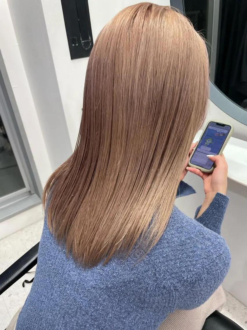 ロング ボブ ハイライト 髪質改善 韓国風ヘア レイヤーカット 🌈新田 みどり🌈のヘアスタイル