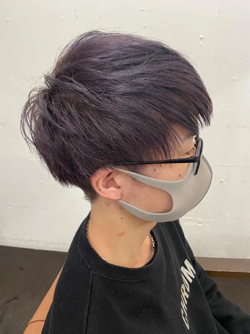 カラー メンズ メンズブリーチ アッシュ ブリーチ ケアブリーチ バイオレットカラー 久木原 ゆりのヘアスタイル