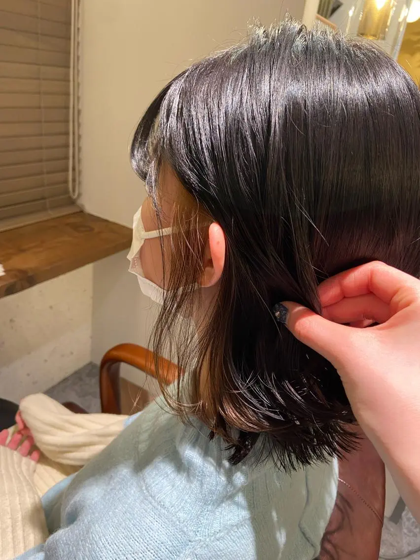 ミディアム カラー 切りっぱなしボブ インナーカラー ボブ 滝口 江梨🔅のヘアスタイル