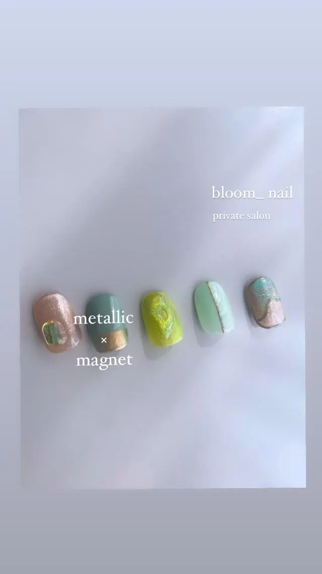 ネイル アートネイル マグネットネイル ミラーネイル 春ネイル bloom_ nailのネイルデザイン