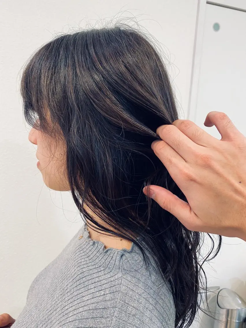 ロング アッシュ くせ毛 ハイライト 横浜/反町フジサキ ハヤトメンズ特化のヘアスタイル