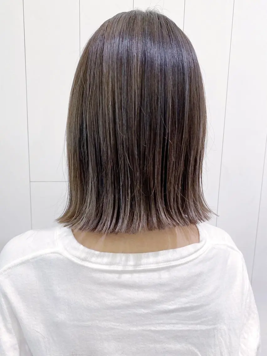 ミディアム カラー パーマ ヘアアレンジ ハイライトカラー ハイライト ITbyALBUM 藤沢店のヘアスタイル