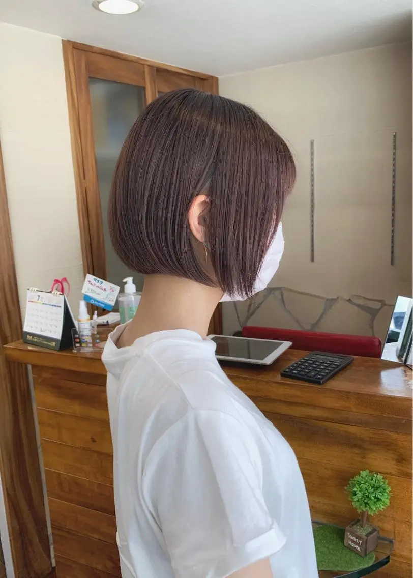 ショート カラー ベージュカラー ピンクカラー ピンクベージュ カット ヘアカラー トリートメント 矢野 晃平のヘアスタイル