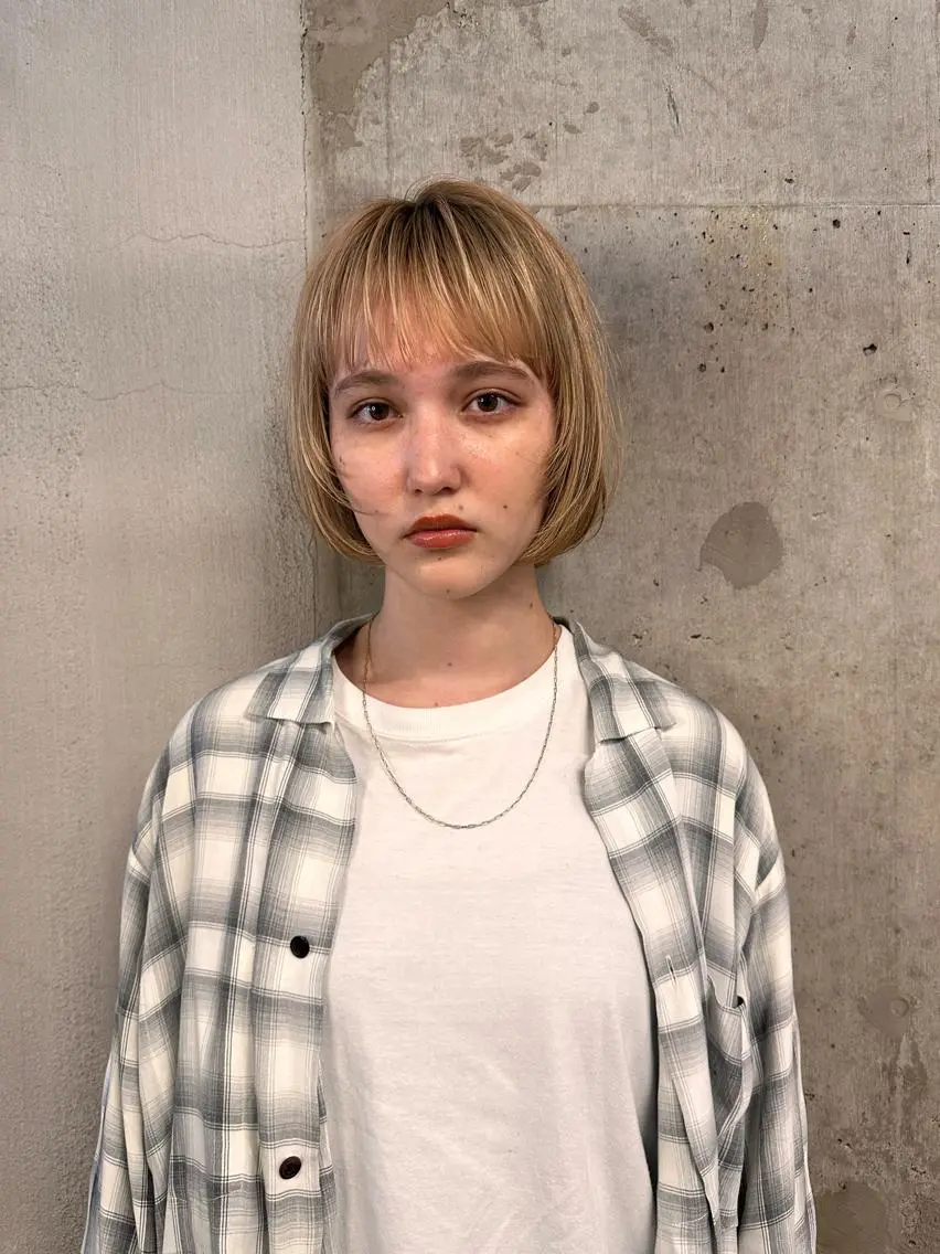 ミディアム カラー メンズカットパーマ/ ブリーチ高柳将太のヘアスタイル