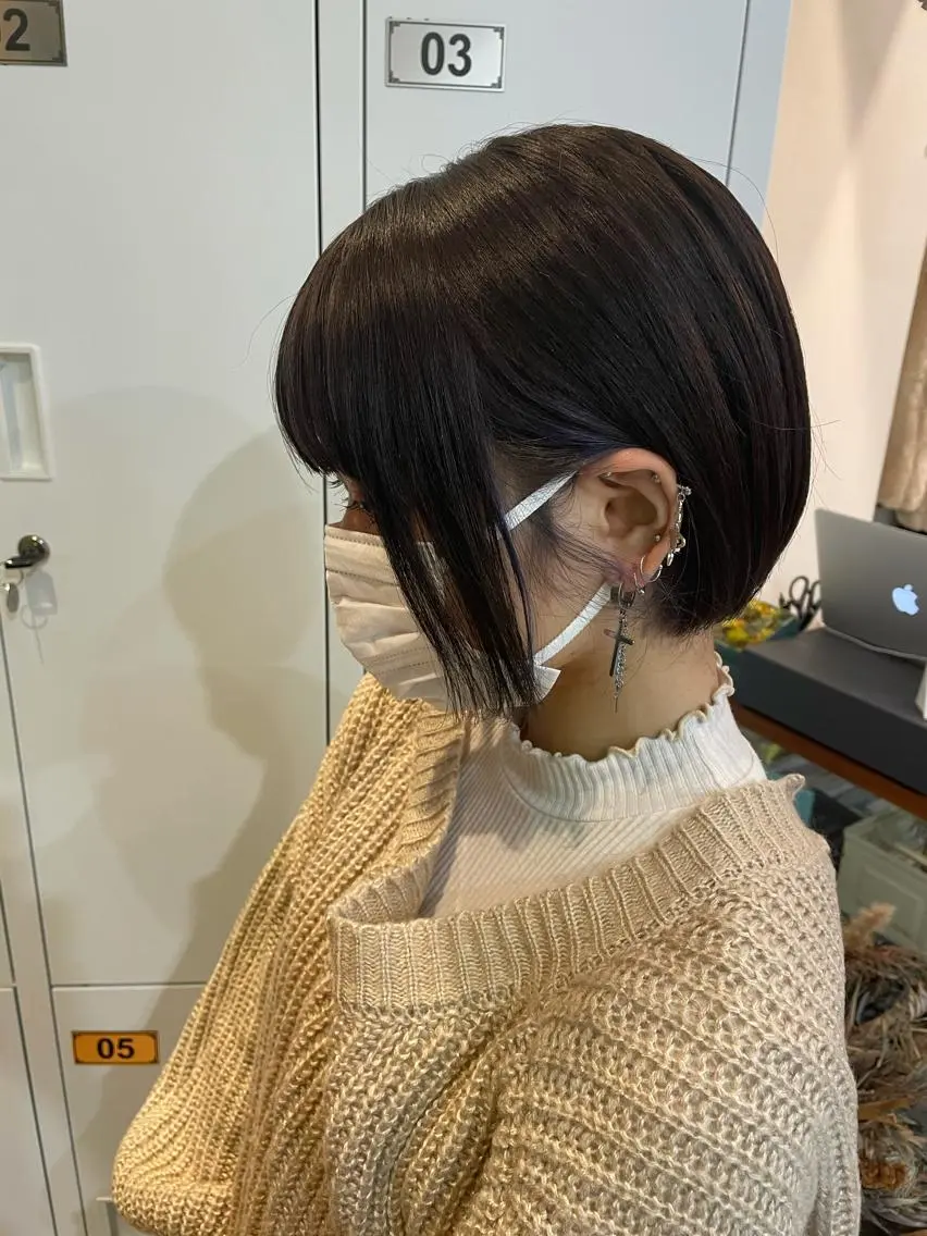 ミディアム カラー インナーカラー ラベンダーカラー ボブ カット ヘアカラー 中目黒🌼 🌼ハナのヘアスタイル