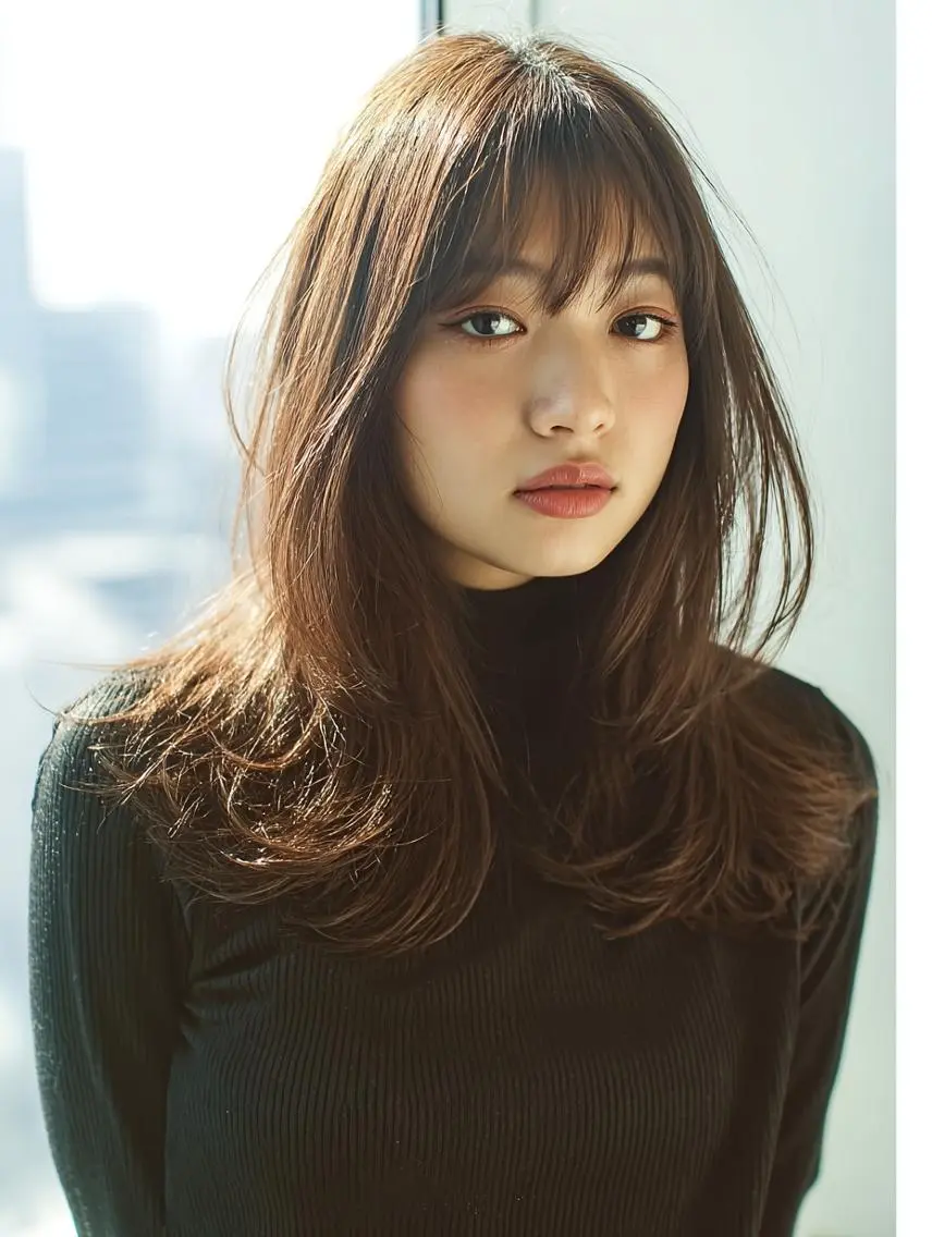 セミロング ハッシュカット 髪質改善 レイヤーカット 縮毛矯正 トリートメント カット ヘアカラー 縮毛矯正 トリートメント 生艶髪&レイヤー🔔 渋谷お薦めNo.1✨のヘアスタイル