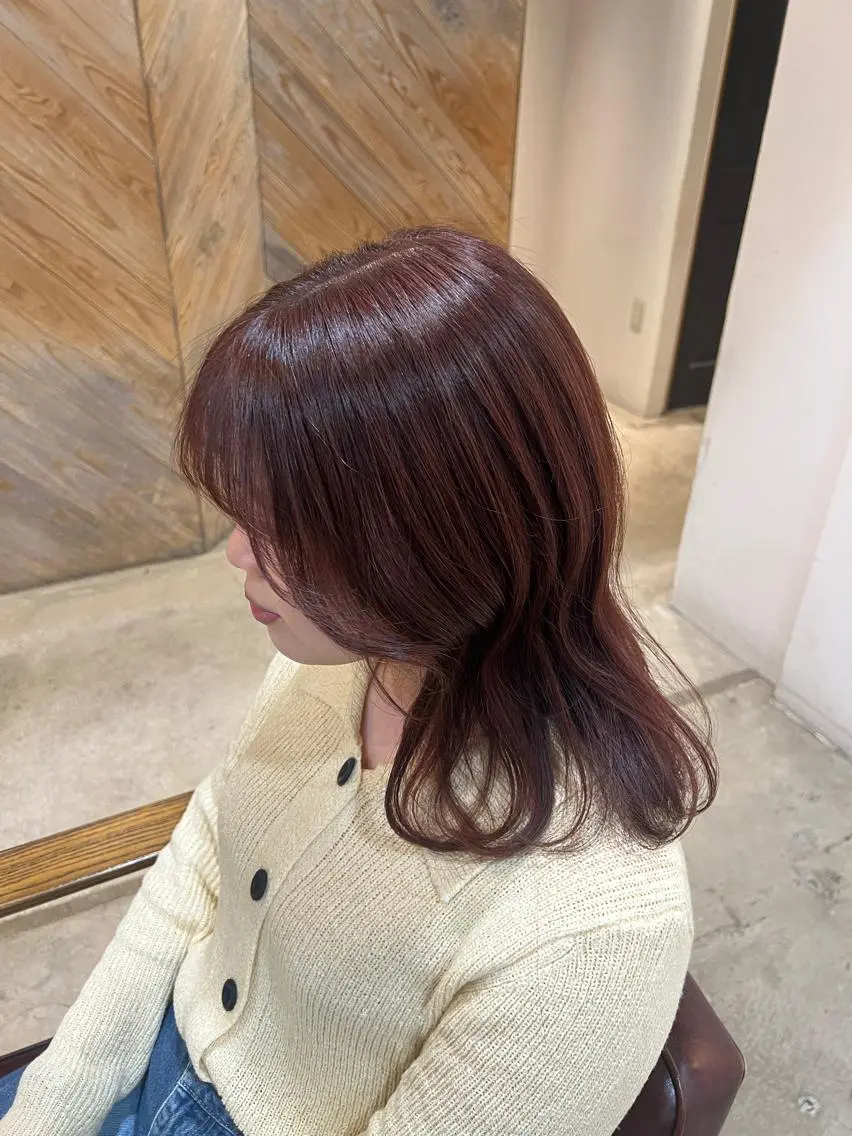 ミディアム ピンクブラウン beleefric 🩵チセのヘアスタイル