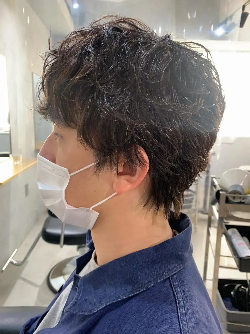 ショート パーマ メンズ ボブパーマコテ巻き風 パーマNo1深江秀平のヘアスタイル