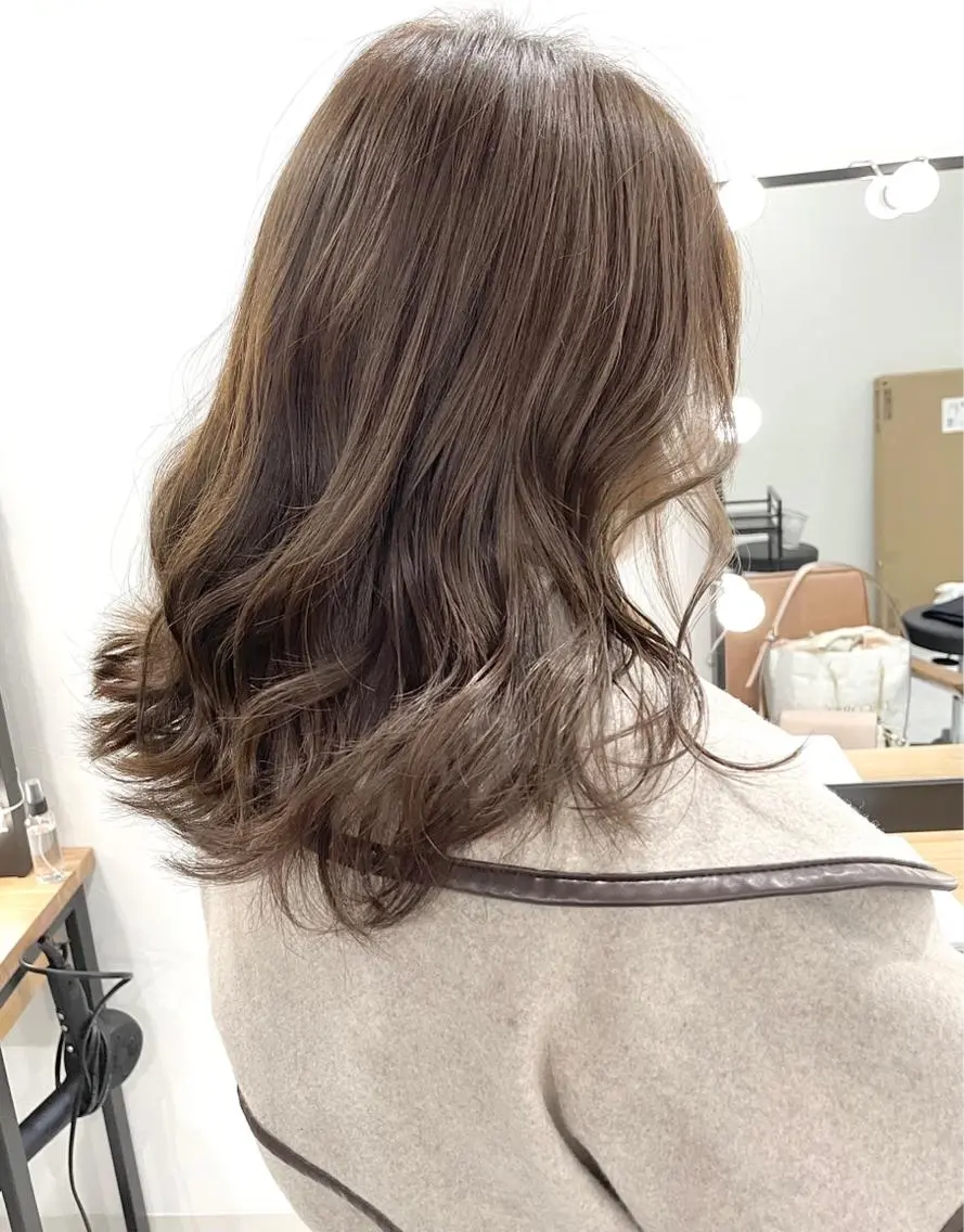 セミロング カラー メンズモテパーマ💙 fuwaのヘアスタイル