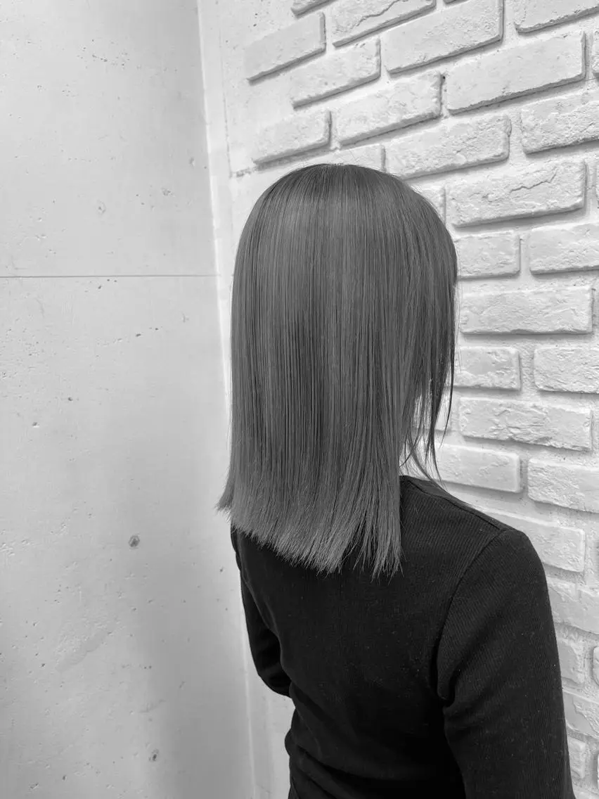 ミディアム カラー アッシュ アッシュグレー アッシュグレージュ 透明感カラー グレージュ creeb 宮前のヘアスタイル