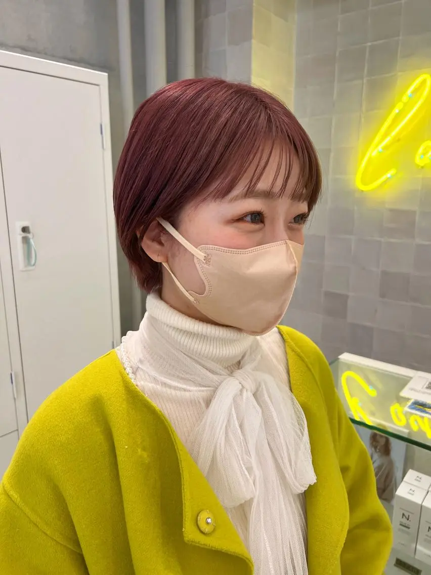 ショート カラー ブラウンカラー ピンクカラー ピンクブラウン 韓国ヘア☁️ mitsukiのヘアスタイル