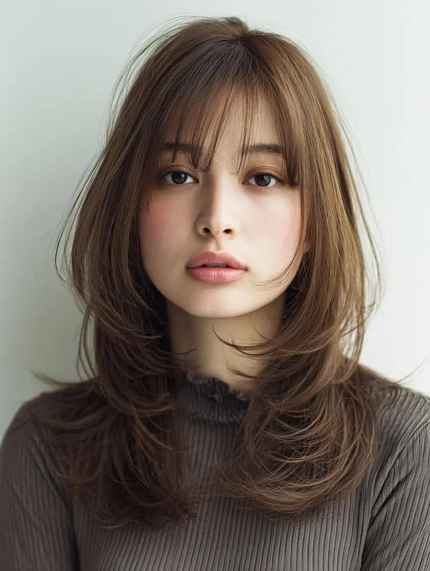 セミロング 🍒暖色×ハイトーン ×デザイン✨まなりのヘアスタイル