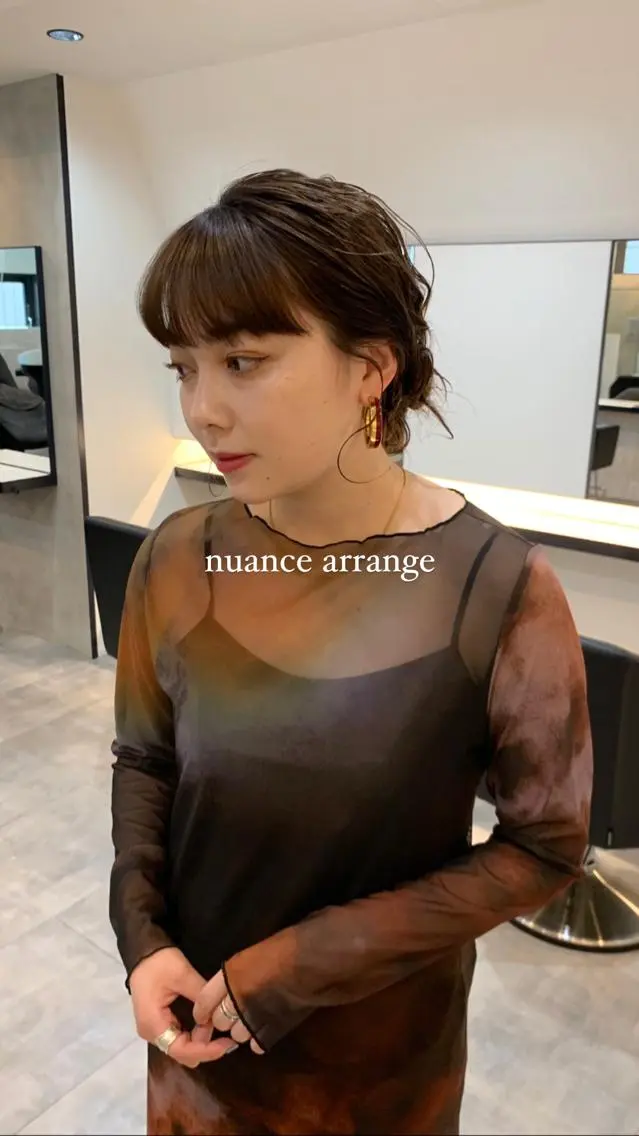 セミロング ヘアアレンジ 結婚式・ブライダル セミロングパーマ ヘアセット 落合希 Olivebeigeのヘアスタイル