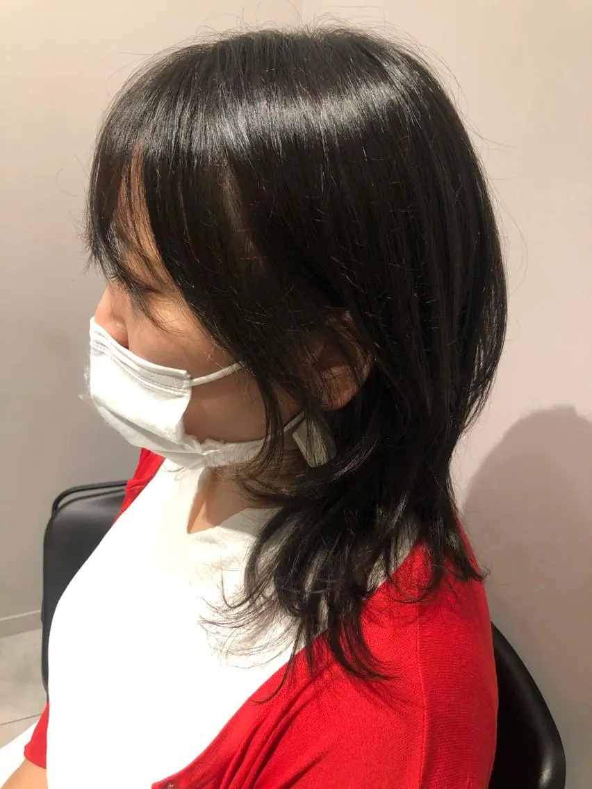 セミロング ウルフカット ヘアカラー トリートメント レイヤー×髪質改善 ×透明感/杉田 圭のヘアスタイル