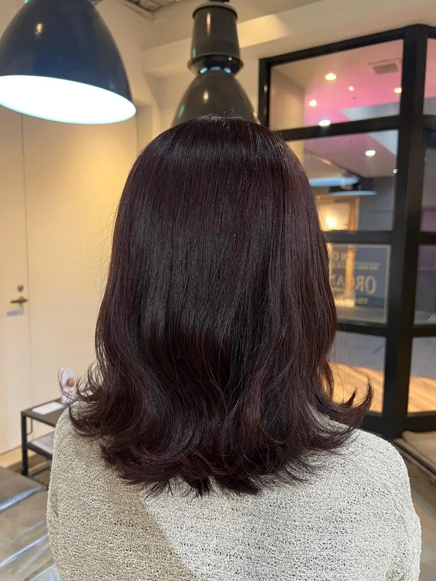 ミディアム カラー カシス レッドカラー beleefric 🩵チセのヘアスタイル