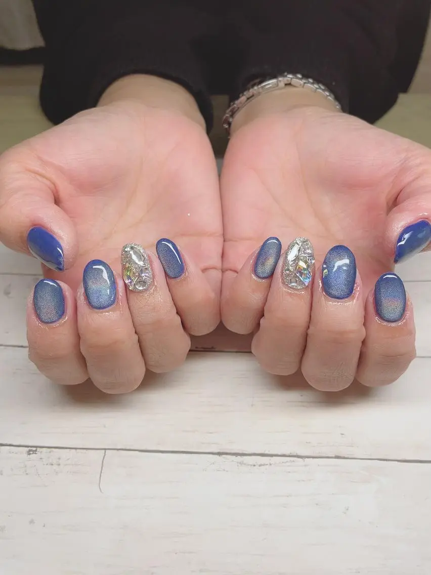 ショート ネイル マグネットネイル ストーンネイル ハンドネイル Nail_by N1のネイルデザイン