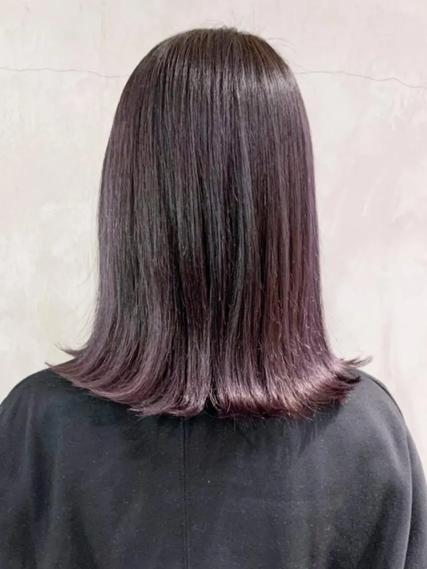 ミディアム カラー パーマ ヘアアレンジ パープルカラー ボブ ITbyALBUM 八王子店のヘアスタイル