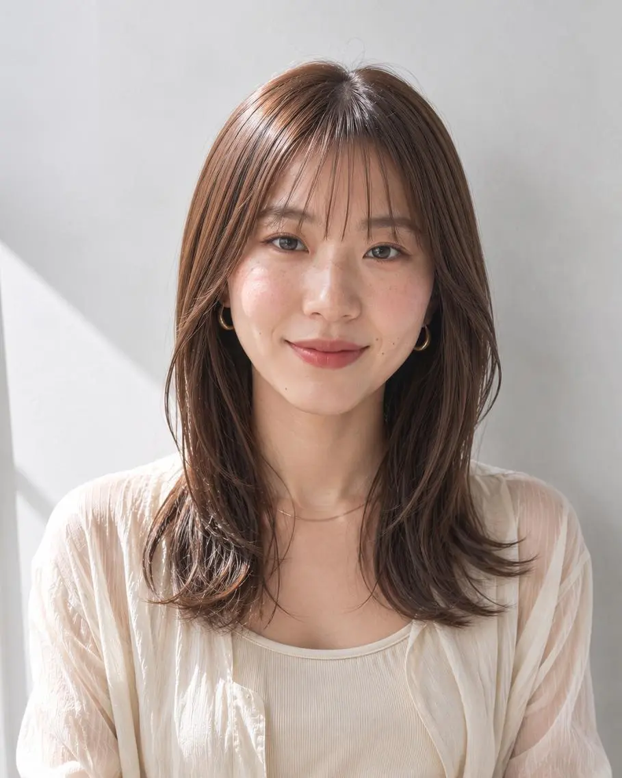 セミロング 女性カット&カラー モデル⭐️大坂望心のヘアスタイル