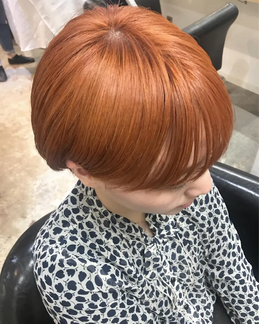 ショート カラー ベージュカラー オレンジ オレンジベージュ カット ヘアカラー トリートメント 🧼柴田 健太郎🧼のヘアスタイル
