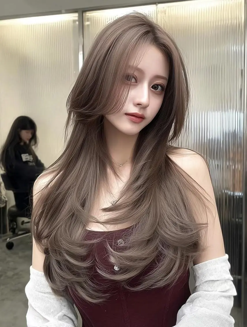 セミロング くびれヘア 顔周りカット 髪質改善 ヨシンモリ 韓国風ヘア sasa ササのヘアスタイル
