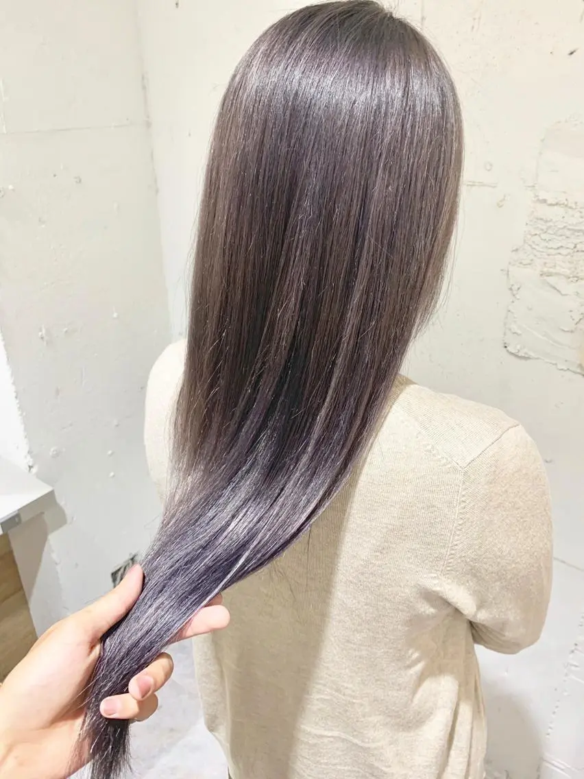 ロング カラー アッシュ ブリーチ ラベンダーカラー ラベンダーアッシュ シルバー レイヤー/大人メンズ パーマ🌀 平島拓也のヘアスタイル