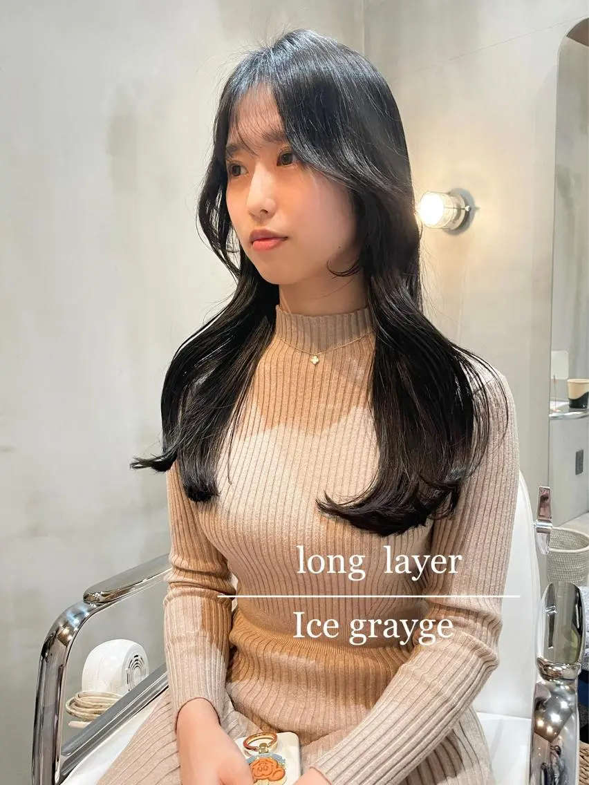 ロング ロングレイヤー くびれヘア 韓国風ヘア レイヤーカット ロング カット ヘアカラー トリートメント LOMA🇰🇷 銀座クボタのヘアスタイル