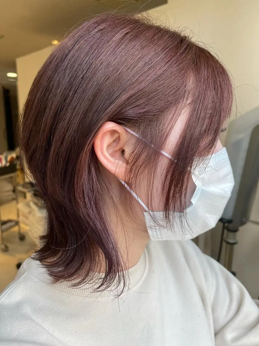 ミディアム カラー ハイライトカラー ピンクカラー バイオレットカラー ハイライト m i k u n aのヘアスタイル