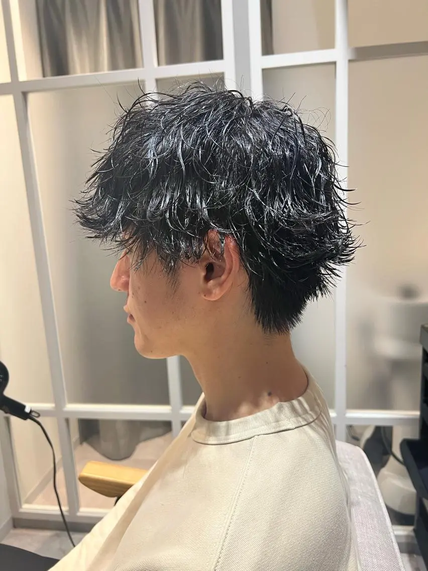 パーマ メンズ センターパート マッシュ メンズパーマ メンズショート ツイストスパイラルパーマ カット パーマ ⭕️メンズパーマ⭕️ 山口 裕太郎のヘアスタイル