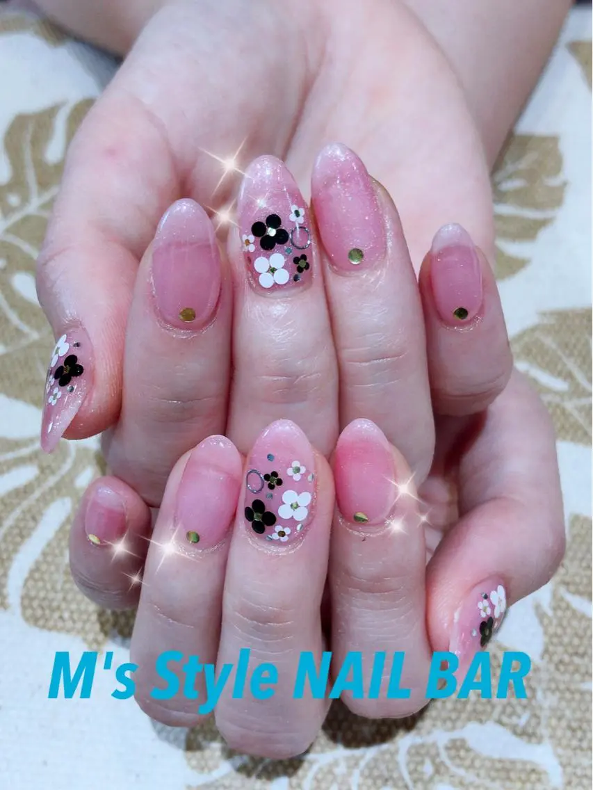 ネイル クリアネイル ピンク ハンドネイル M's Style NAIL BARのネイルデザイン