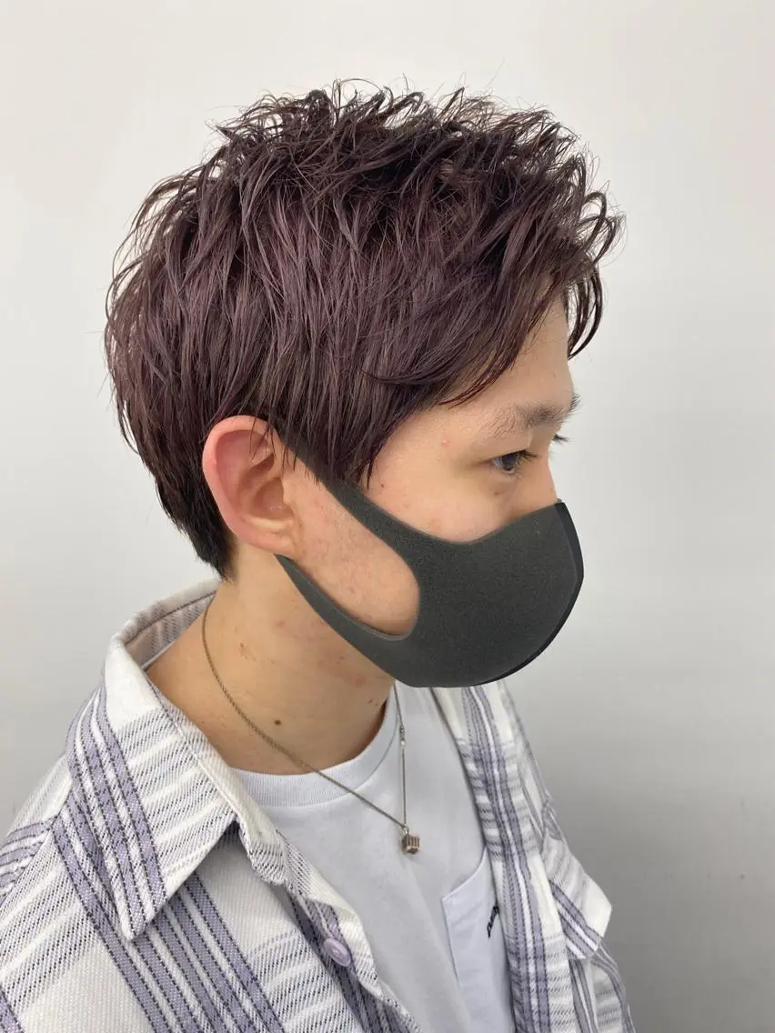 ショート カラー カシス パープルカラー ヘアカラー 🌼渋谷韓国レイヤー 桑尾幸奈🌼のヘアスタイル