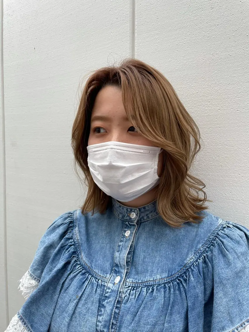 ミディアム 藤本 夢@yummekunのヘアスタイル