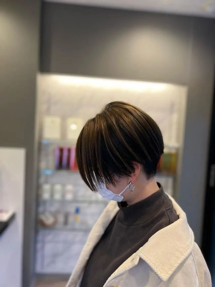 ショート カラー ヘアカラー 太白区/白髪ぼかし ハイライト/千葉達人のヘアスタイル