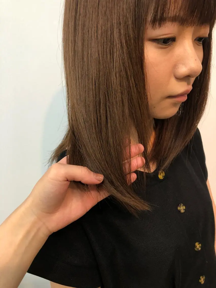 ミディアム カラー カット ヘアカラー トリートメント 桑原 菜摘のヘアスタイル