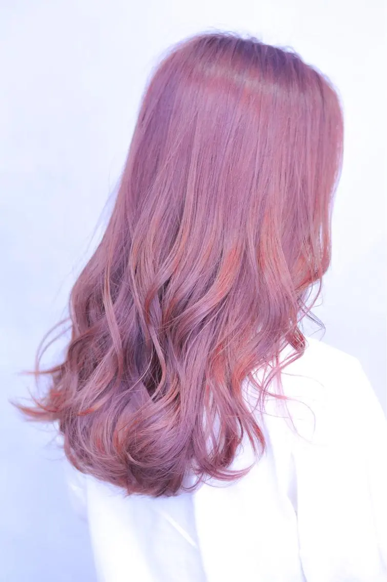 セミロング カラー ベージュカラー ブリーチ 透明感カラー ハイトーンカラー ピンクカラー 中田 敏明のヘアスタイル