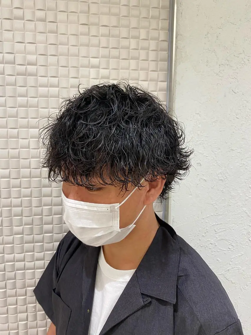 ミディアム ミディアムパーマ 新宿メンズパーマ ヨモギダのヘアスタイル