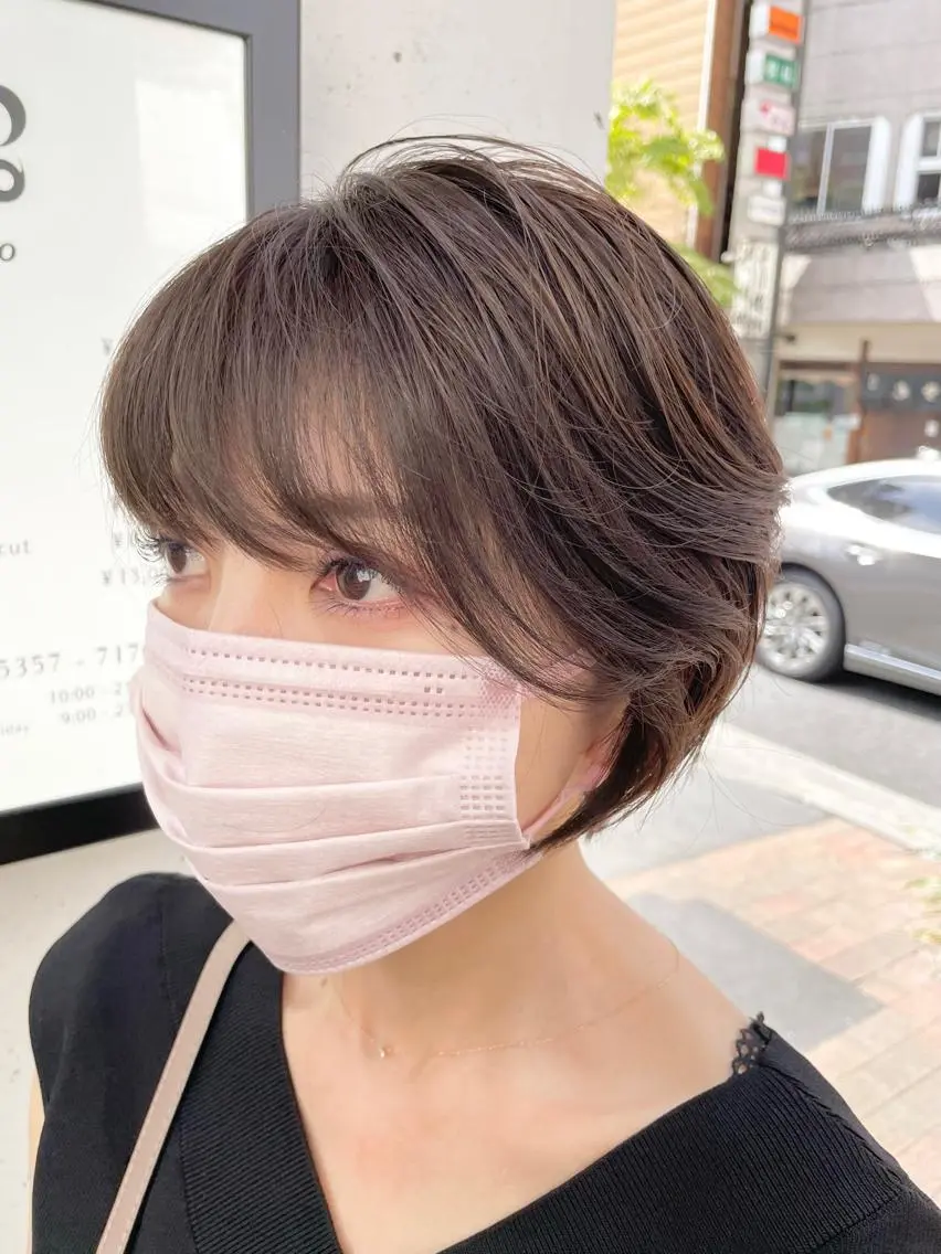 ショート パーマ ヘアカラー トリートメント ✨透明感カラー✨ ✨小顔カット✨山木のヘアスタイル