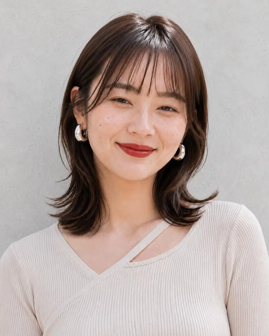 セミロング ブリーチなし透明感 カラー🌷宮部楓奈のヘアスタイル